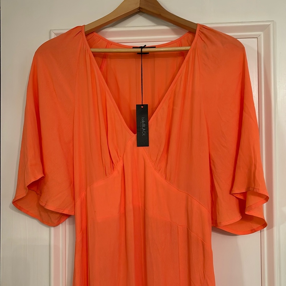 Never worn Bobi Black LA maxi dress with slit in coral color Size large
